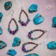 .925 Sterling Silver Hooks Certified Authentic Navajo Native American Natural Turquoise Pure Amethyst Heishi Hoop Dangle Earrings 18081-3
