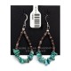 .925 Sterling Silver Hooks Certified Authentic Navajo Native American Natural Turquoise Heishi Hoop Dangle Earrings 18082