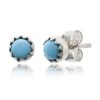 .925 Sterling Silver Certified Authentic Handmade Navajo Native American Natural Turquoise Stud Earrings 27104-4
