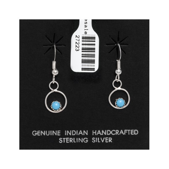 .925 Sterling Silver Certified Authentic Handmade Delicate Navajo Native American Natural Turquoise Dangle Earrings 27223 All Products NB160229223509 27223 (by LomaSiiva)