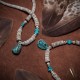 Natural Turquoise Graduated Melon Shell .925 Sterling Silver Certified Authentic Navajo Native American Necklace 390660320661