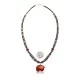 Bear Fetish .925 Sterling Silver Certified Authentic Navajo Native American Natural Turquoise Red Jasper Necklace and Pendant 750133-51