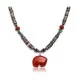 Bear Fetish .925 Sterling Silver Certified Authentic Navajo Native American Natural Turquoise Red Jasper Necklace and Pendant 750133-51