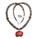 Bear Fetish .925 Sterling Silver Certified Authentic Navajo Native American Natural Turquoise Red Jasper Necklace and Pendant 750133-51