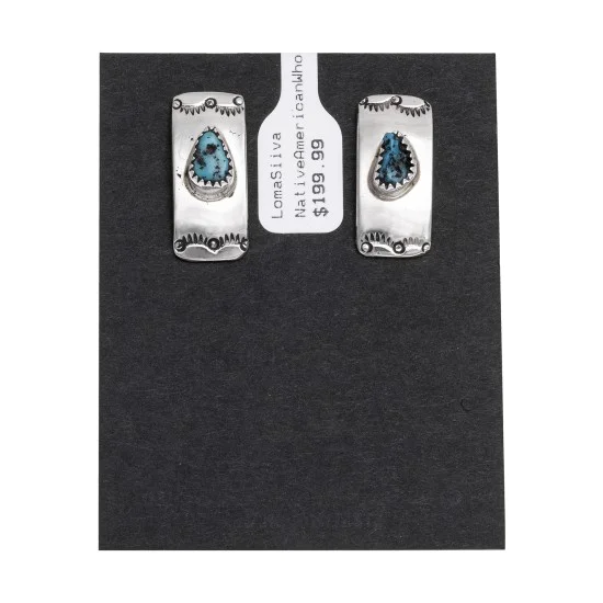 Sun Natural Turquoise .925 Sterling Silver and Nickel Certified Authentic Navajo Native American Handmade Stud Earrings 24375 Sun Natural Turquoise .925 Sterling Silver and Nickel Certified Authentic Navajo Native American Handmade Stud Earrings 24375