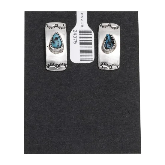 Sun Natural Turquoise .925 Sterling Silver and Nickel Certified Authentic Navajo Native American Handmade Stud Earrings 24375 Sun Natural Turquoise .925 Sterling Silver and Nickel Certified Authentic Navajo Native American Handmade Stud Earrings 24375