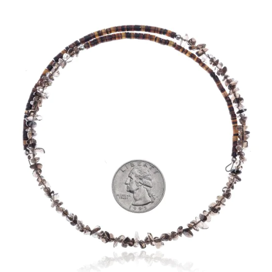 Smoky Quartz Certified Authentic Navajo Native American Adjustable Choker Wrap Necklace 25576 Smoky Quartz Certified Authentic Navajo Native American Adjustable Choker Wrap Necklace 25576
