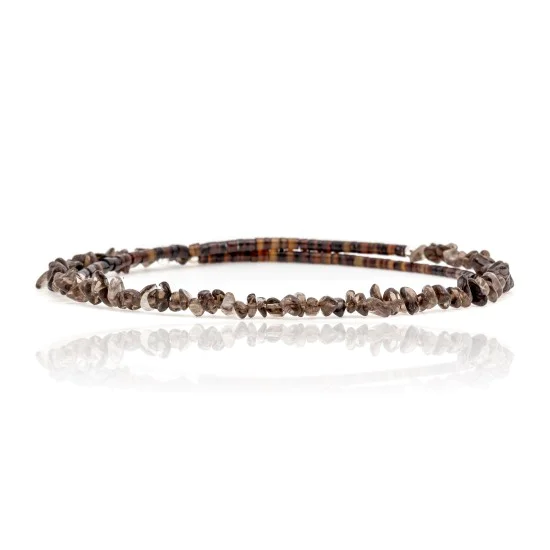 Smoky Quartz Certified Authentic Navajo Native American Adjustable Choker Wrap Necklace 25576 Smoky Quartz Certified Authentic Navajo Native American Adjustable Choker Wrap Necklace 25576