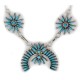 Petit Point Handmade Certified Authentic Zuni .925 Sterling Silver Natural Turquoise Native American Necklace 27203