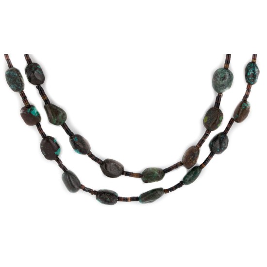 2 Strand Certified Authentic Navajo .925 Sterling Silver Natural Turquoise Native American Necklace 15585-39