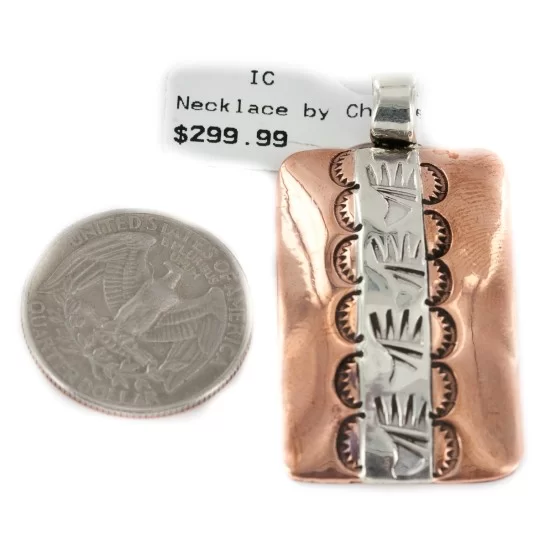 Navajo Bear Paw .925 Sterling Silver Handmade Certified Authentic Pure Copper Native American Pendant 17055-4 Navajo Bear Paw .925 Sterling Silver Handmade Certified Authentic Pure Copper Native American Pendant 17055-4