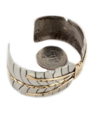 Certified Authentic Handmade Navajo Pure Nickel and Brass Native American Bracelet 12985 Certified Authentic Handmade Navajo Pure Nickel and Brass Native American Bracelet 12985