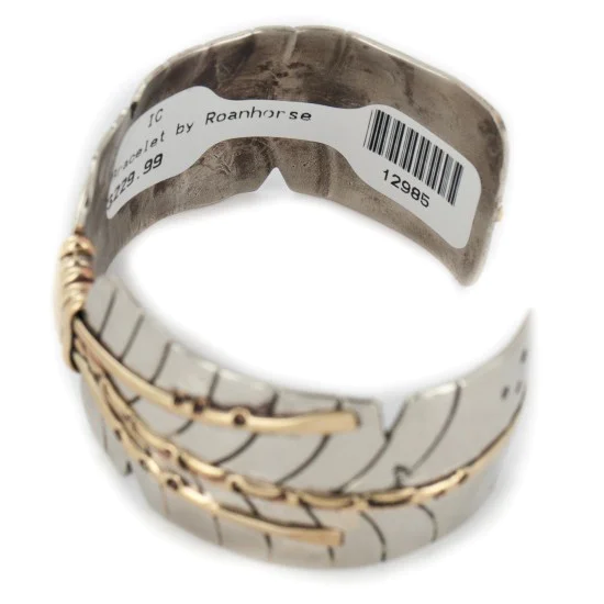 Certified Authentic Handmade Navajo Pure Nickel and Brass Native American Bracelet 12985