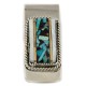 Handmade Certified Authentic Navajo Nickel and .925 Sterling Silver Inlay Natural Turquoise and Mother of Pearl Native American Money Clip 11263-2