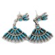Handmade Certified Authentic Zuni .925 Sterling Silver Natural Turquoise Dangle Native American Earrings 27200