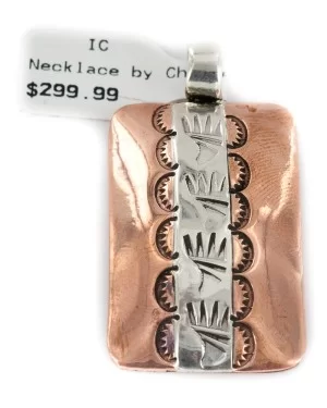 Navajo Bear Paw .925 Sterling Silver Handmade Certified Authentic Pure Copper Native American Pendant 17055-4 Navajo Bear Paw .925 Sterling Silver Handmade Certified Authentic Pure Copper Native American Pendant 17055-4