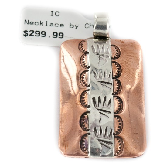 Navajo Bear Paw .925 Sterling Silver Handmade Certified Authentic Pure Copper Native American Pendant 17055-4 Navajo Bear Paw .925 Sterling Silver Handmade Certified Authentic Pure Copper Native American Pendant 17055-4