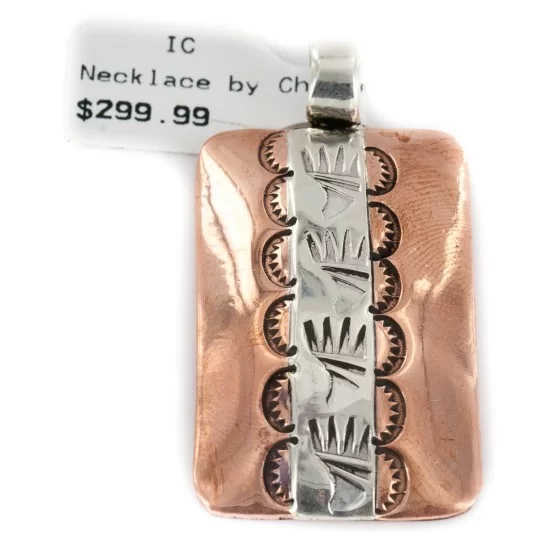 Navajo Bear Paw .925 Sterling Silver Handmade Certified Authentic Pure Copper Native American Pendant 17055-4 Navajo Bear Paw .925 Sterling Silver Handmade Certified Authentic Pure Copper Native American Pendant 17055-4