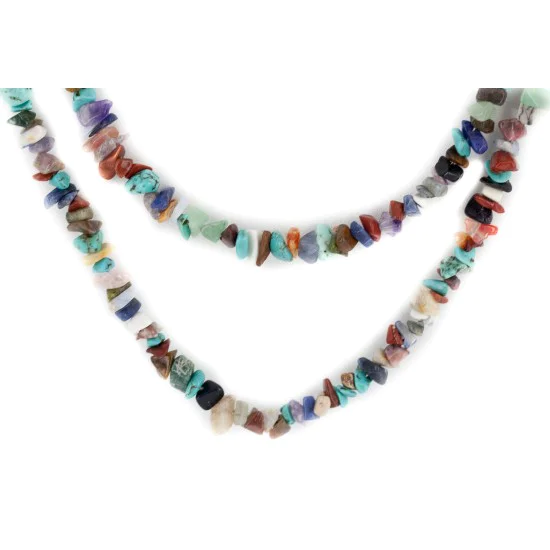 2 Strand Certified Authentic Navajo .925 Sterling Silver Natural Multicolor Stones Native American Necklace 15501-25 2 Strand Certified Authentic Navajo .925 Sterling Silver Natural Multicolor Stones Native American Necklace 15501-25