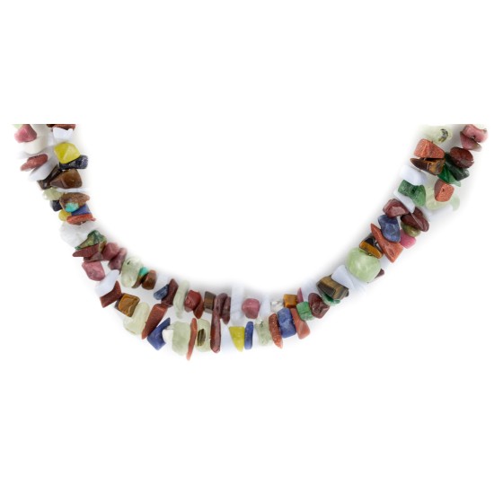 2 Strand Certified Authentic Navajo .925 Sterling Silver Natural Agate and Multicolor Stones Native American Necklace 15315-28 2 Strand Certified Authentic Navajo .925 Sterling Silver Natural Agate and Multicolor Stones Native American Necklace 15315-28