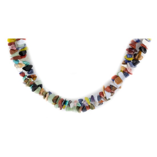 2 Strand Certified Authentic Navajo .925 Sterling Silver Natural Multicolor Stones Native American Necklace 15501-53 2 Strand Certified Authentic Navajo .925 Sterling Silver Natural Multicolor Stones Native American Necklace 15501-53