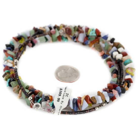 2 Strand Certified Authentic Navajo .925 Sterling Silver Natural Multicolor Stones Native American Necklace 15501-53 2 Strand Certified Authentic Navajo .925 Sterling Silver Natural Multicolor Stones Native American Necklace 15501-53