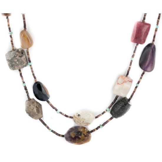 2 Strand .925 Sterling Silver Certified Authentic Navajo Natural Turquoise Carnelian Agate and Jasper Native American Necklace 750194-01 2 Strand .925 Sterling Silver Certified Authentic Navajo Natural Turquoise Carnelian Agate and Jasper Native American Necklace 750194-01
