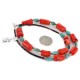 .925 Sterling Silver Certified Authentic Navajo Coral and Natural Turquoise Native American Necklace 17075