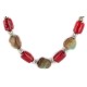 .925 Sterling Silver Certified Authentic Navajo Coral Natural Turquoise Native American Necklace 17076
