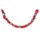 .925 Sterling Silver Certified Authentic Navajo Coral Natural Hematite Native American Necklace 25326