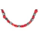 .925 Sterling Silver Certified Authentic Navajo Coral Natural Hematite Native American Necklace 25326 .925 Sterling Silver Certified Authentic Navajo Coral Natural Hematite Native American Necklace 25326