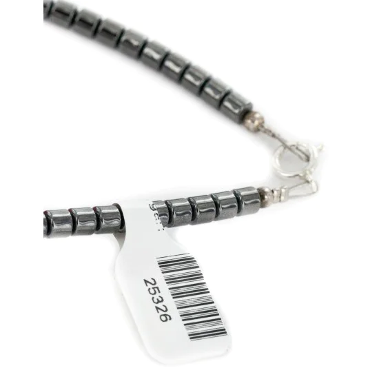 .925 Sterling Silver Certified Authentic Navajo Coral Natural Hematite Native American Necklace 25326 .925 Sterling Silver Certified Authentic Navajo Coral Natural Hematite Native American Necklace 25326