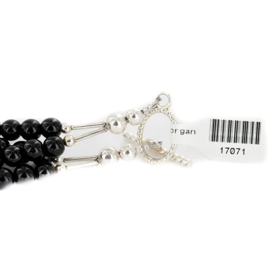 2 Strand Nickel Certified Authentic Navajo Dyed Quartz and Agate Natural Black Onyx Native American Necklace 17071