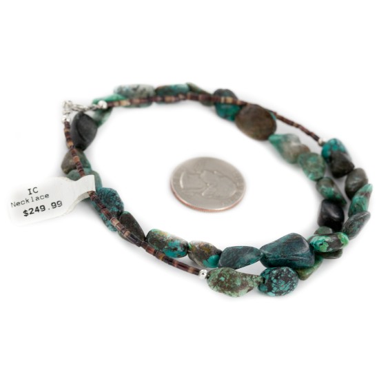 .925 Sterling Silver Certified Authentic Navajo Natural Turquoise Native American Necklace 1579-12 .925 Sterling Silver Certified Authentic Navajo Natural Turquoise Native American Necklace 1579-12