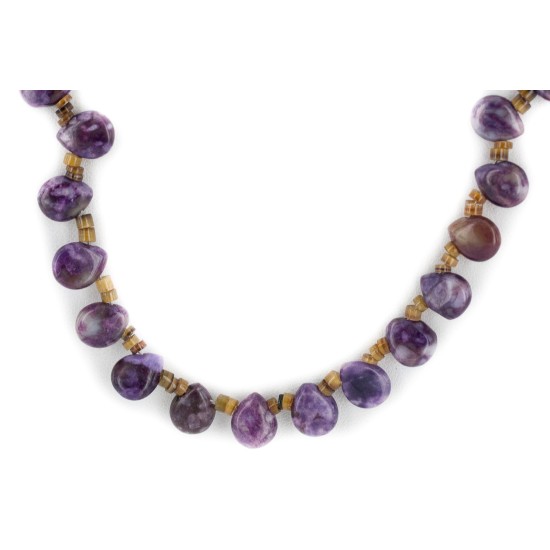 .925 Sterling Silver Certified Authentic Navajo Natural Charoite Heishi Native American Necklace 15211-8 .925 Sterling Silver Certified Authentic Navajo Natural Charoite Heishi Native American Necklace 15211-8