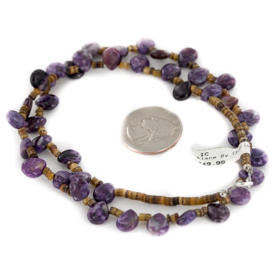 .925 Sterling Silver Certified Authentic Navajo Natural Charoite Heishi Native American Necklace 15211-8 .925 Sterling Silver Certified Authentic Navajo Natural Charoite Heishi Native American Necklace 15211-8