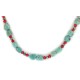 .925 Sterling Silver Certified Authentic Navajo Coral Natural Turquoise Native American Necklace 1579-14 .925 Sterling Silver Certified Authentic Navajo Coral Natural Turquoise Native American Necklace 1579-14