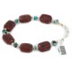 Certified Authentic Navajo .925 Sterling Silver Natural Turquoise and Red Jasper Native American Bracelet 13024