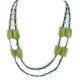 2 Strand .925 Sterling Silver Certified Authentic Navajo Composite Gaspeite Natural Green Agate Native American Necklace 750136-91