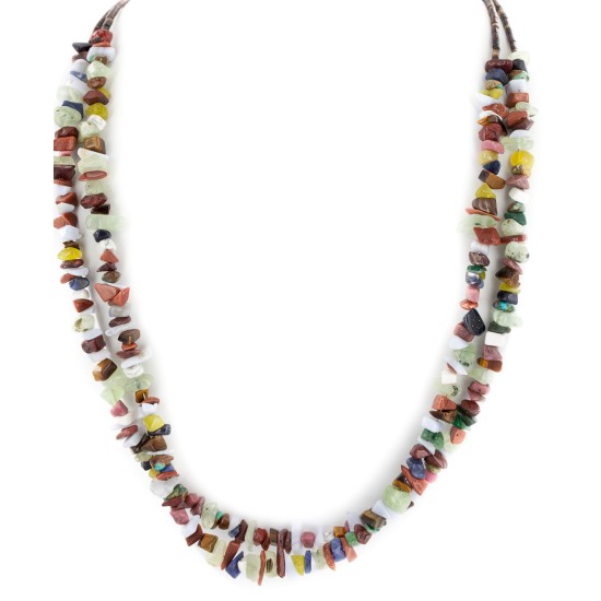 2 Strand Certified Authentic Navajo .925 Sterling Silver Natural Agate and Multicolor Stones Native American Necklace 15315-28 2 Strand Certified Authentic Navajo .925 Sterling Silver Natural Agate and Multicolor Stones Native American Necklace 15315-28