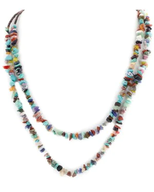 2 Strand Certified Authentic Navajo .925 Sterling Silver Natural Multicolor Stones Native American Necklace 15501-25 2 Strand Certified Authentic Navajo .925 Sterling Silver Natural Multicolor Stones Native American Necklace 15501-25