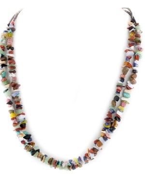 2 Strand Certified Authentic Navajo .925 Sterling Silver Natural Multicolor Stones Native American Necklace 15501-53 2 Strand Certified Authentic Navajo .925 Sterling Silver Natural Multicolor Stones Native American Necklace 15501-53