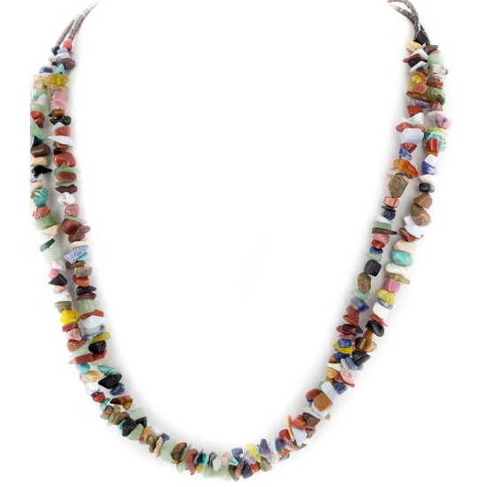 2 Strand Certified Authentic Navajo .925 Sterling Silver Natural Multicolor Stones Native American Necklace 15501-53 2 Strand Certified Authentic Navajo .925 Sterling Silver Natural Multicolor Stones Native American Necklace 15501-53