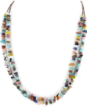 2 Strand Certified Authentic Navajo .925 Sterling Silver Natural Multicolor Stones Native American Necklace 15501-8 2 Strand Certified Authentic Navajo .925 Sterling Silver Natural Multicolor Stones Native American Necklace 15501-8