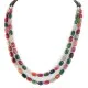 2 Strand Nickel Certified Authentic Navajo Dyed Quartz and Agate Natural Black Onyx Native American Necklace 17071