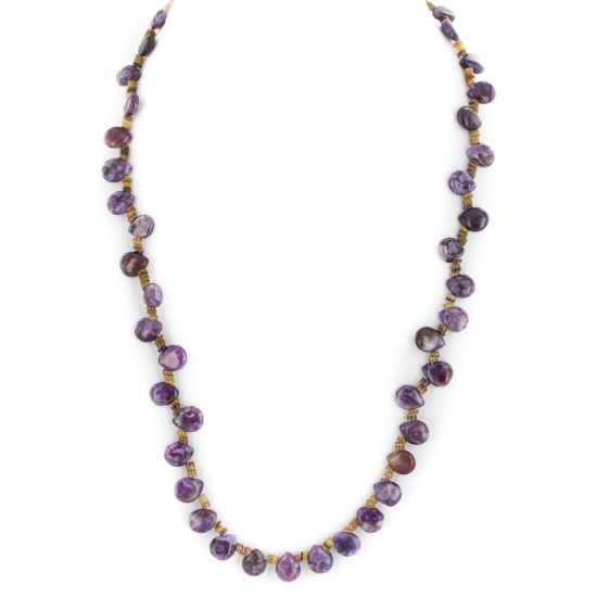 .925 Sterling Silver Certified Authentic Navajo Natural Charoite Heishi Native American Necklace 15211-8 .925 Sterling Silver Certified Authentic Navajo Natural Charoite Heishi Native American Necklace 15211-8