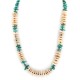 .925 Sterling Silver Certified Authentic Navajo Natural Turquoise and Melon Shell Native American Necklace 15567-08 .925 Sterling Silver Certified Authentic Navajo Natural Turquoise and Melon Shell Native American Necklace 15567-08