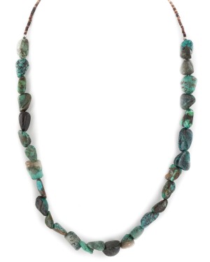 .925 Sterling Silver Certified Authentic Navajo Natural Turquoise Native American Necklace 1579-12