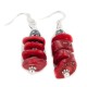Certified Authentic Navajo .925 Sterling Silver Hooks Coral and Natural Hematite Dangle Native American Earrings 18160