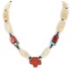 Cross .925 Sterling Silver Certified Authentic Navajo Natural Turquoise Smoky Quartz Red Jasper and Hematite Native American Necklace 17078